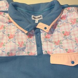 Happy Camper Blue and Pink Floral Women's Fleece